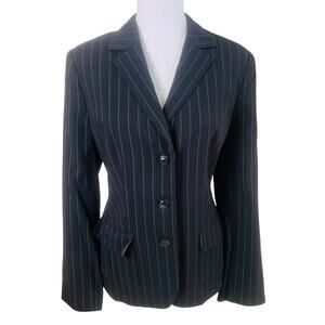 NEW Style & Co. Size 10 Blazer Black Green Pinstriped Stretch Jacket Career